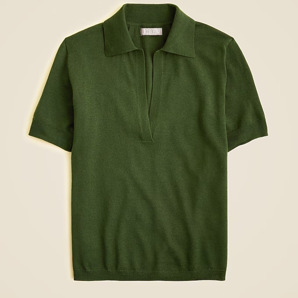 J. Crew Forest Green Knit Polo in merino wool